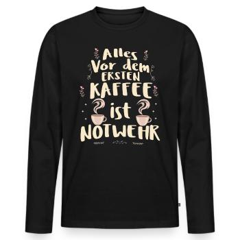 Café Humour Drôle Café Dire Sarcasme - T-shirt manches longues Premium bio Homme - noir - Devant - Nico (187cm)