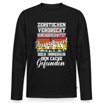 Den Cache Gefunden - Männer Premium Bio Langarmshirt - Schwarz - Vorne - Nico (187cm)