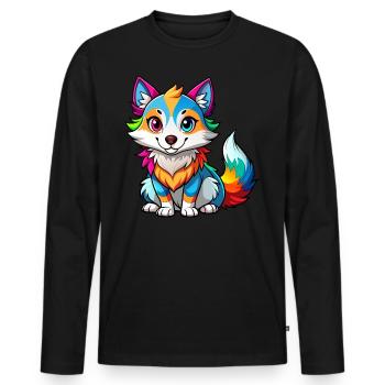Colorful Baby Wolf - Men's Premium Organic Long Sleeve Shirt - black - Front - Nico (187cm)