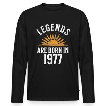 Legenden sind in 1977 geboren – Geschenkidee - Männer Premium Bio Langarmshirt - Schwarz - Vorne - Nico (187cm)