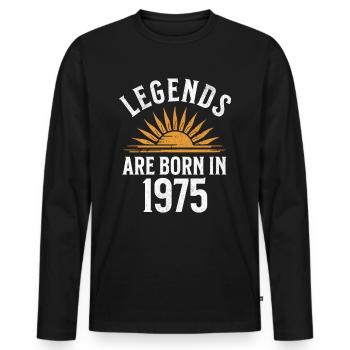 Legenden sind in 1975 geboren – Geschenkidee - Männer Premium Bio Langarmshirt - Schwarz - Vorne - Nico (187cm)