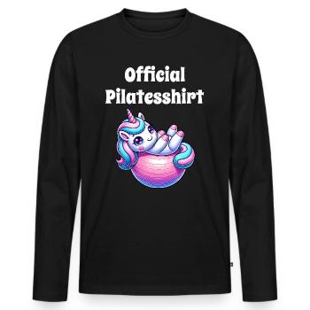 Official Pilates Shirt – Cute Unicorn Fitness - Men's Premium Organic Long Sleeve Shirt - black - Front - Nico (187cm)