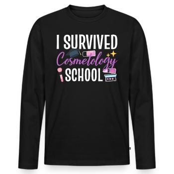 I Survived Cosmetology School - Männer Premium Bio Langarmshirt - Schwarz - Vorne - Nico (187cm)