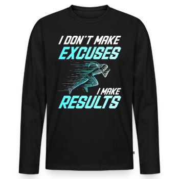 Pas D'Excuses Des Résultats - Citation Inspirante - T-shirt manches longues Premium bio Homme - noir - Devant - Nico (187cm)