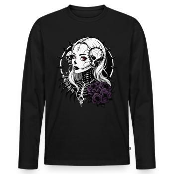 Gothic Girl Skull // Totenkopf Mädchen FS0017 - Men's Premium Organic Long Sleeve Shirt - black - Front - Nico (187cm)