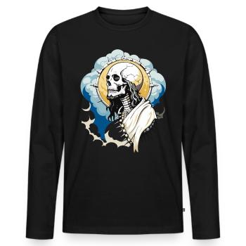 Jesus Skull // Totenkopf Christus / Kirche FS0031 - Männer Premium Bio Langarmshirt - Schwarz - Vorne - Nico (187cm)