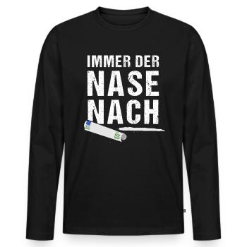 Koks Spruch Kokain Druffi Koksnase Raver Party - Männer Premium Bio Langarmshirt - Schwarz - Vorne - Nico (187cm)