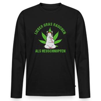 Spruch Kiffer - Männer Premium Bio Langarmshirt - Schwarz - Vorne - Nico (187cm)