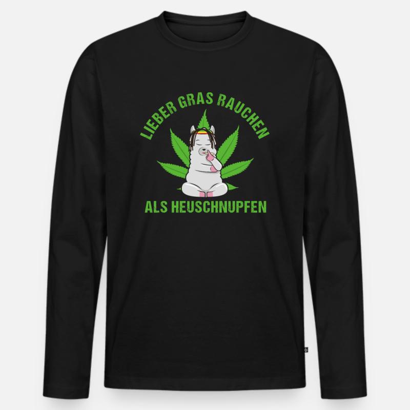 Spruch Kiffer - Männer Premium Bio Langarmshirt - Schwarz