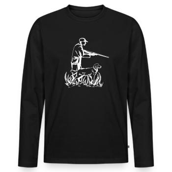 Cadeau de chien de chasse - T-shirt manches longues Premium bio Homme - noir - Devant - Nico (187cm)