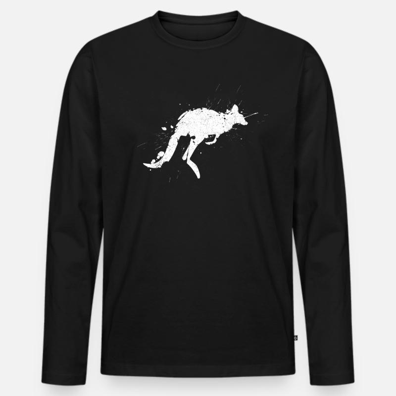 Känguru - Männer Premium Bio Langarmshirt - Schwarz