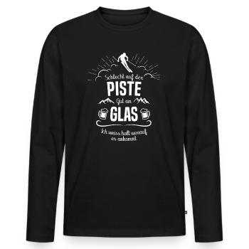 Apres Ski Lustiger Spruch Saufen - Männer Premium Bio Langarmshirt - Schwarz - Vorne - Nico (187cm)