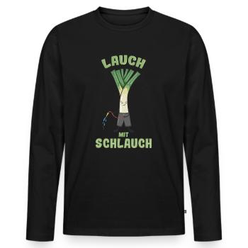 Lauch mit Schlauch Fitness Beginner Pumper - Männer Premium Bio Langarmshirt - Schwarz - Vorne - Nico (187cm)