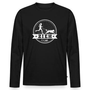 Canicross Zieh Leine Canicrosserin Hundesport - Männer Premium Bio Langarmshirt - Schwarz - Vorne - Nico (187cm)