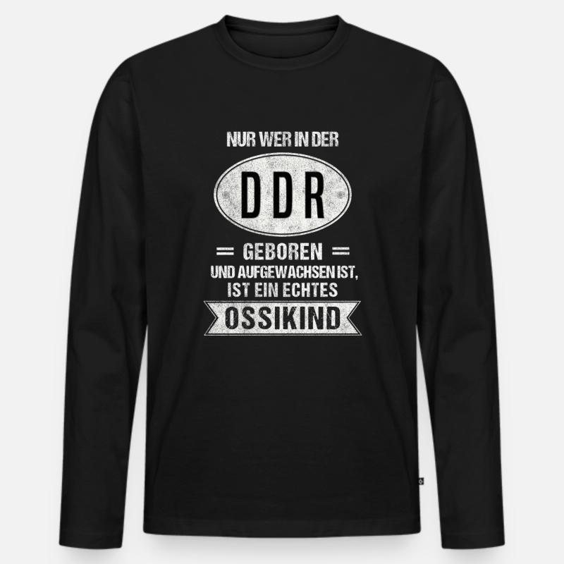 Ossi Spruch DDR Nicki Ostdeutscher Ossikind - Männer Premium Bio Langarmshirt - Schwarz