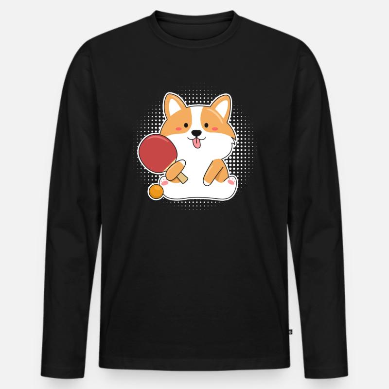 Tischtennis - Männer Premium Bio Langarmshirt - Schwarz