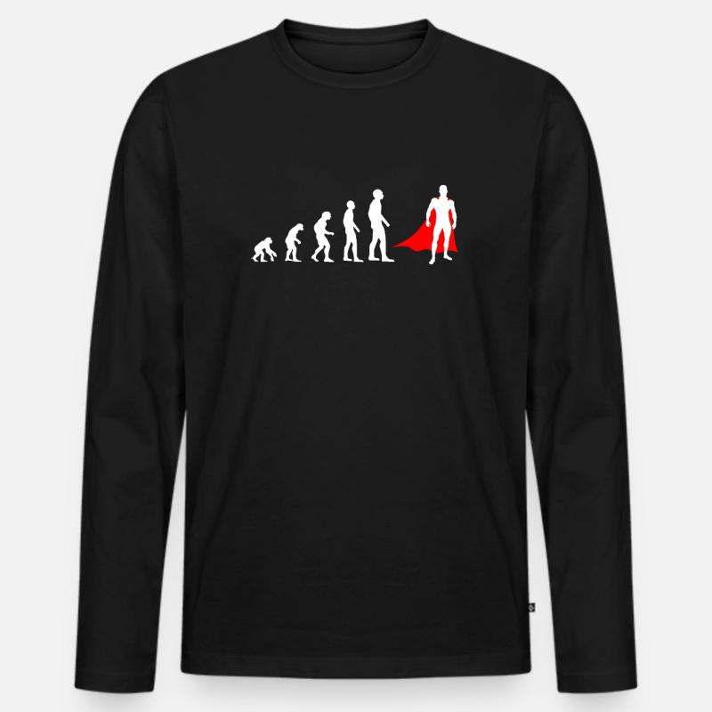 Evolution des Menschen Superheld witzig - Männer Premium Bio Langarmshirt - Schwarz