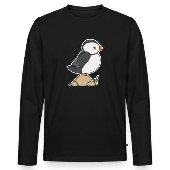 Atlantic puffin - Men's Premium Organic Long Sleeve Shirt - black - Front - Nico (187cm)