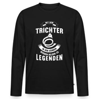 Bier Trichtern - Männer Premium Bio Langarmshirt - Schwarz - Vorne - Nico (187cm)
