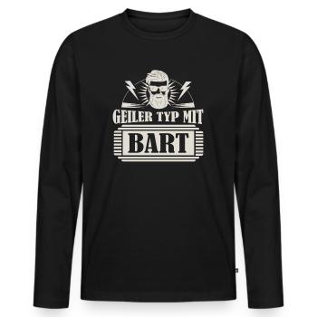 Geiler Typ mit Bart Geschenk - Männer Premium Bio Langarmshirt - Schwarz - Vorne - Nico (187cm)