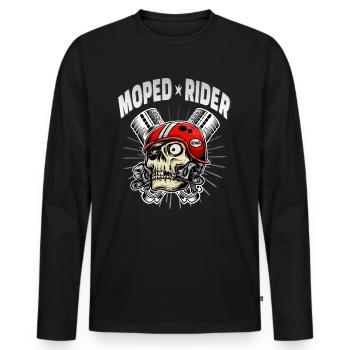 Moped rider skull biker cult - Men's Premium Organic Long Sleeve Shirt - black - Front - Nico (187cm)