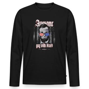 Lincoln GeilerType avec bart USA Cadeau Barbier - T-shirt manches longues Premium bio Homme - noir - Devant - Nico (187cm)