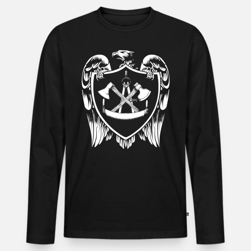 Zimmermann Wappen - Männer Premium Bio Langarmshirt - Schwarz