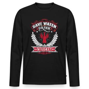 Whiskey Drôle amateur de whiskey Single Malt - T-shirt manches longues Premium bio Homme - noir - Devant - Nico (187cm)