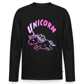 Unicorn Einhorn suess - Männer Premium Bio Langarmshirt - Schwarz - Vorne - Nico (187cm)