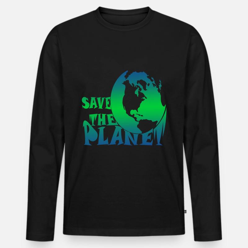 Save the planet Klimaschutz - Männer Premium Bio Langarmshirt - Schwarz