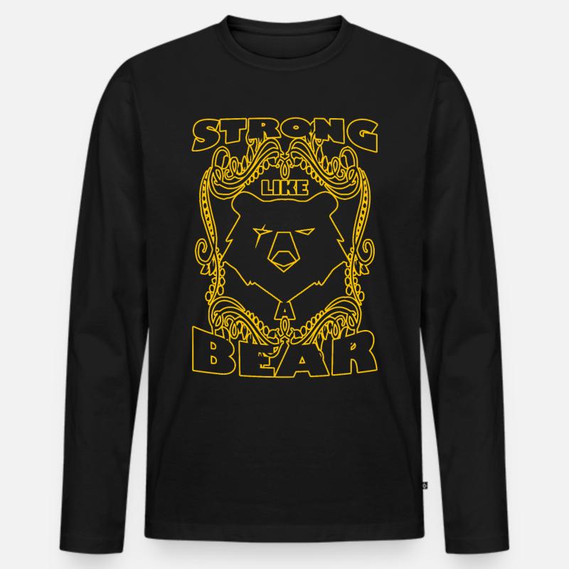 Stark wie ein Bär - Männer Premium Bio Langarmshirt - Schwarz