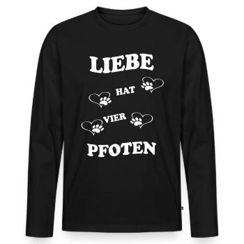 Liebe hat vier Pfoten - Männer Premium Bio Langarmshirt - Schwarz - Vorne - Nico (187cm)