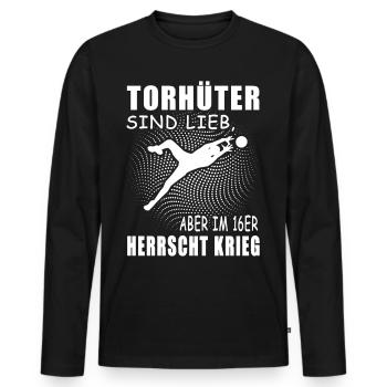 Fussball Torwart Torhüter Sport Sportler Geschenk - Männer Premium Bio Langarmshirt - Schwarz - Vorne - Nico (187cm)