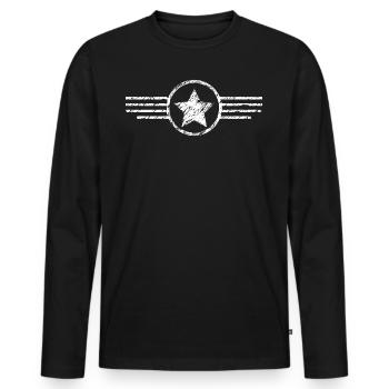 Armée insigne star cadeau soldats militaire - T-shirt manches longues Premium bio Homme - noir - Devant - Nico (187cm)