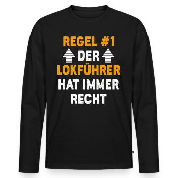 Lokführer Geschenk Geburtstag Spruch - Männer Premium Bio Langarmshirt - Schwarz - Vorne - Nico (187cm)