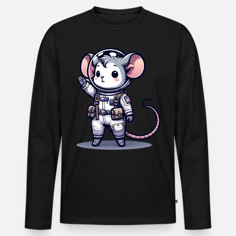 Cute Mouse Astronaut - Männer Premium Bio Langarmshirt - Schwarz