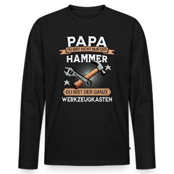 PAPA DU BIST NICHT NUR DER HAMMER WERKZEUGKASTEN - Männer Premium Bio Langarmshirt - Schwarz - Vorne - Nico (187cm)
