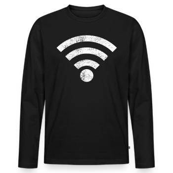 Icône Wifi - T-shirt manches longues Premium bio Homme - noir - Devant - Nico (187cm)