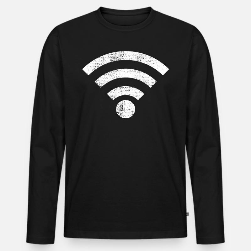 Wifi Icon - Männer Premium Bio Langarmshirt - Schwarz