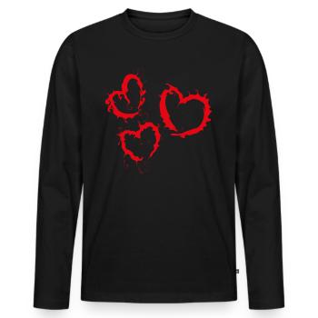 Heart heart - Men's Premium Organic Long Sleeve Shirt - black - Front - Nico (187cm)