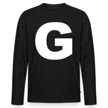 Anfangsbuchstabe Buchstabe G - Männer Premium Bio Langarmshirt - Schwarz - Vorne - Nico (187cm)