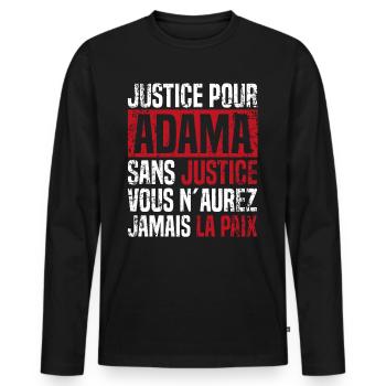 Égalité Anti Racisme Justive Pour Adama - T-shirt manches longues Premium bio Homme - noir - Devant - Nico (187cm)