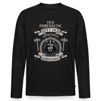 Wikinger Nordische Gott der Ungeduld - Männer Premium Bio Langarmshirt - Schwarz - Vorne - Nico (187cm)