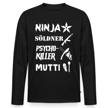 Ninja Söldner - Männer Premium Bio Langarmshirt - Schwarz - Vorne - Nico (187cm)