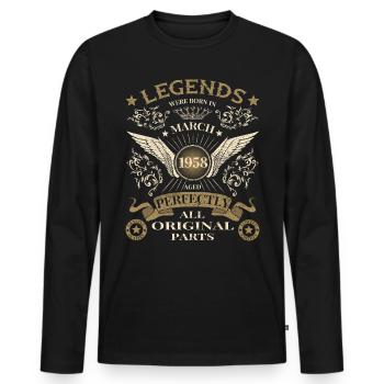 65th birthday 65 years round birthday 1958 - Men's Premium Organic Long Sleeve Shirt - black - Front - Nico (187cm)