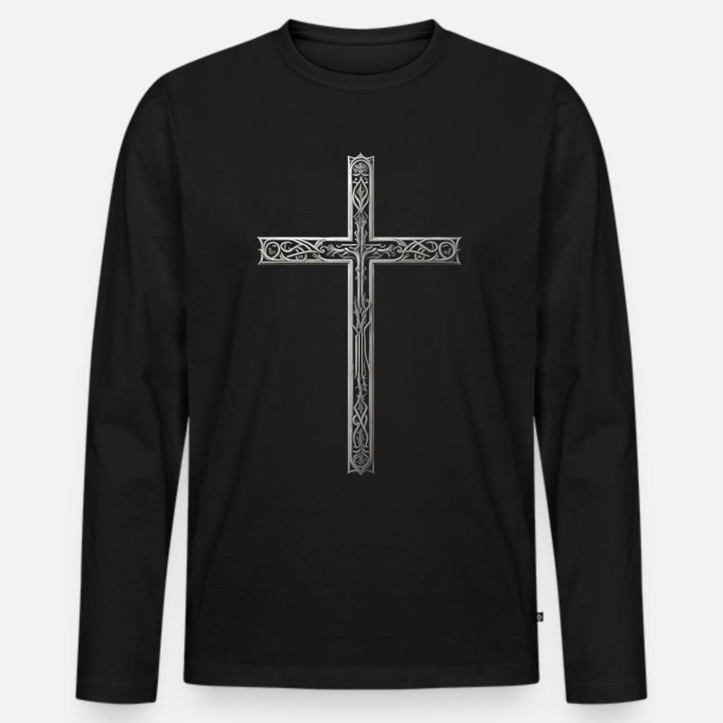 Religiös Gott Kreuz - Männer Premium Bio Langarmshirt - Schwarz