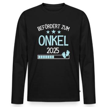 Befördert Onkel 2025 Geschenk für neuer Onkel - Männer Premium Bio Langarmshirt - Schwarz - Vorne - Nico (187cm)