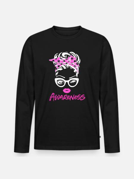 Brustkrebs Bewusstsein - Männer Premium Bio Langarmshirt - Schwarz