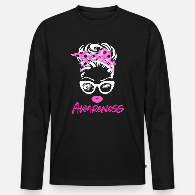 Brustkrebs Bewusstsein - Männer Premium Bio Langarmshirt - Schwarz
