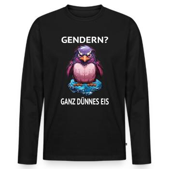 Gendern Gender Gendersternchen Ganz Dünnes Eis - Männer Premium Bio Langarmshirt - Schwarz - Vorne - Nico (187cm)